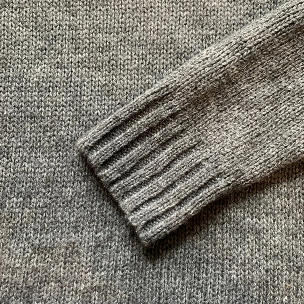 Garnet Hill Sweater Medium Gray Mock Neck Wool Alpaca Cabin Core Winter Preppy